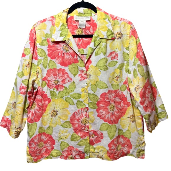 Jones New York Tops - Jones New York Sport Linen Shirt Floral Button Front Top‎ Cottagecore M Blouse